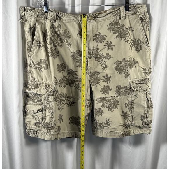 Wonderwall Broken In Cargo Shorts Tan Tropical Beach Resortware, 42, 87-24 - Picture 14 of 16